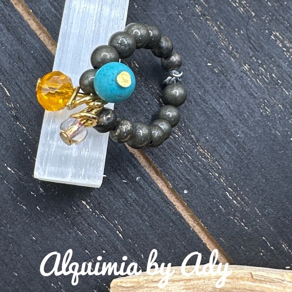 Alquimia by Ady Beaded Ring with Turquoise and Amber Accents - Picture 1 of 2